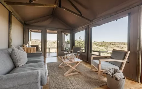 LUXURY SAFARI TENT BEDROOM LIVING ROOM